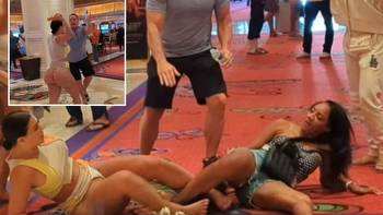 Near-naked brawl breaks out between 4 women including OnlyFans star fighting over married man at Las Vegas casino