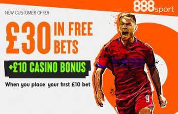 888 Sport: Get £30 in FREE bets plus a £10 casino bonus for Chelsea vs Tottenham today