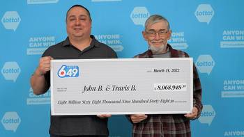 An uncle-nephew duo won the $8-Million Lotto 6/49 Jackpot