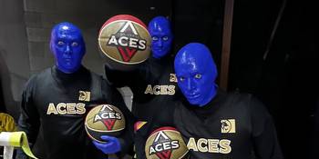 BLUE MAN GROUP Performs at Halftime During Las Vegas Aces Game