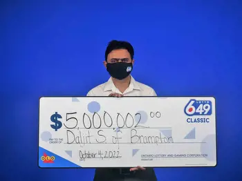 Brampton man wins massive $5,000,002 draw playing new Lotto 6/49 Classic jackpot