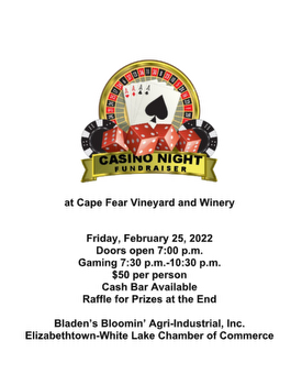 Casino Night Fundraiser at Cape Fear Vineyard and Winery
