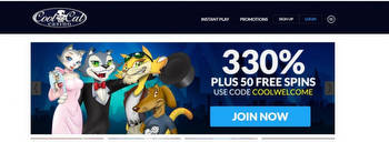 CoolCat Casino Welcome Bonus Code for 330% Bonus and 50 Free Spins