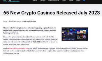 Crypto Lists Showcase 65 New Casino Reviews for July 2023