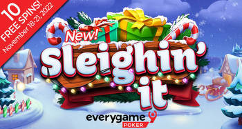 Everygame Poker offers 10 free spins and 25 free jackpot bets