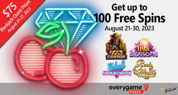 Everygame Poker Offers Free Spins from August 21-30,2023