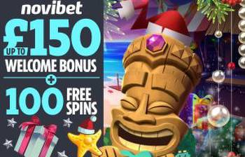 Get up to £150 welcome bonus and 100 FREE SPINS with Novibet Christmas casino offer
