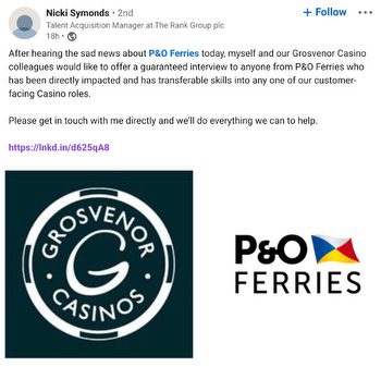 Grosvenor Casinos Offers Interviews for Laid-Off P&O Staff