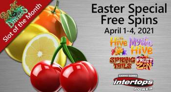 Intertops Poker Easter Special Bonuses, 80 Free Spins w/No Deposit Required