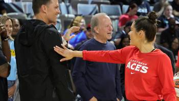 Kelsey Plum barked at Tom Brady courtside at Las Vegas Aces a game