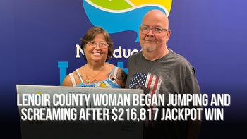 Lenoir County woman began jumping and screaming after $216,817 jackpot win