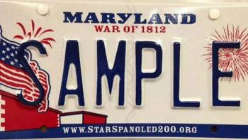 Maryland license plate commemorating War of 1812 unintentionally contains web address for online gambling