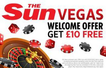 Online casino offer: Join Sun Vegas today to get £10 FREE bonus with no deposit required