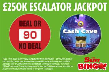 Play Sun Bingo for your chance to win a share of £250,000 with huge escalator jackpot over four nights in July