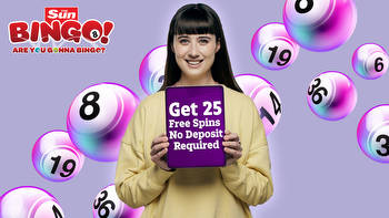 Play with 25 FREE SPINS on Sun Bingo as soon as you register