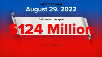 Powerball winning numbers for Monday, Aug. 29, 2022; jackpot $124 million