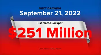 Powerball winning numbers for Wednesday, Sept. 21, 2022; jackpot $251 million