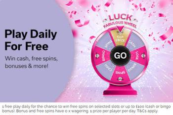 Spin Fabulous Bingo’s daily free wheel for a chance to win up to £100 cash!