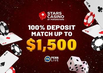 Stars Casino promo PA: 100% deposit match up to $1,500