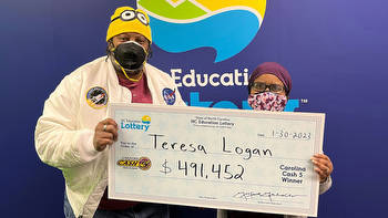 Teresa Logan gambles $1 on Cash 5 NC lottery ticket and takes home the whole jackpot of nearly $500K