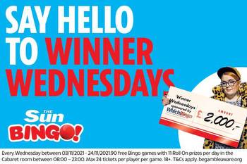Win £2,000 in prizes every Wednesday in November with Sun Bingo