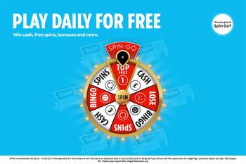 Win up to £100 a day with Sun Bingo's new free to play Spin-Go wheel