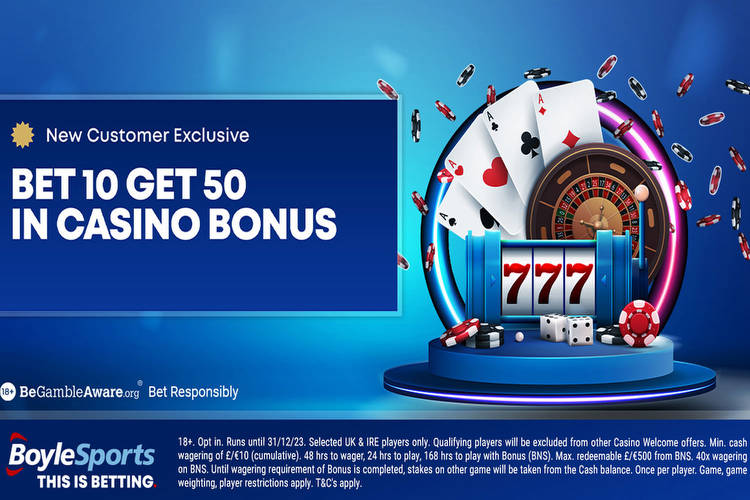 Casino sign-up offer: Get €50 bonus on your favourite slot games when you stake €10 with BoyleSports