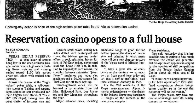 From the Archives: Viejas reservation casino opened 30 years ago