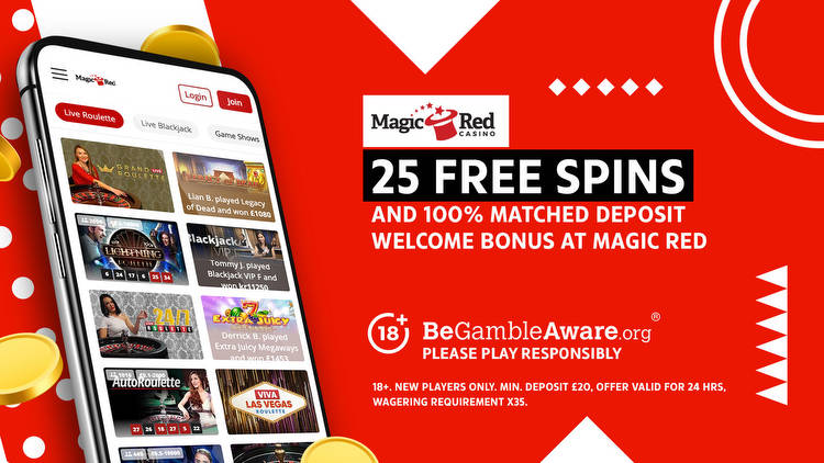Get 25 Free Spins and 100% matched deposit welcome bonus at Magic Red Casino