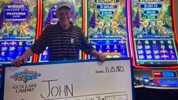 Grandville man wins record breaking jackpot at Gun Lake Casino