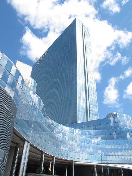 This April 30, 2021 photo shows the exterior of the Ocean Casino Resort in Atlantic City N.J. Ocean is among numerous Atlantic City casinos reinvesting millions into their operations amid the coronavirus pandemic. (AP Photo/Wayne Parry)