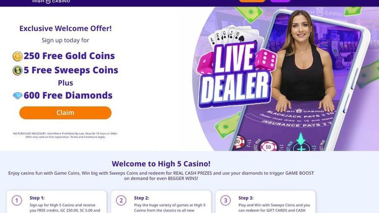 High 5 Casino Promo Code & No Deposit Bonus - Get 5 FREE Sweeps Coins!