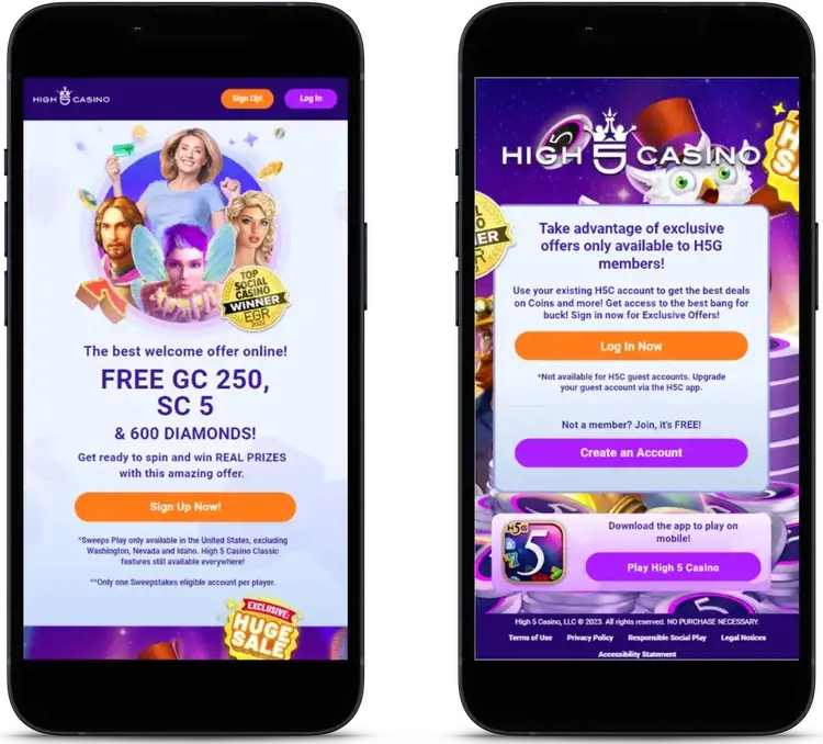 High 5 Sweepstake Casino: Join today, get bonus & play for prizes