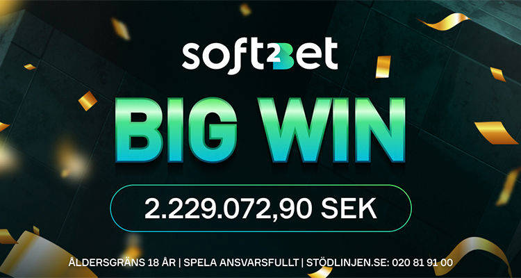Huge jackpot win on Soft2Bet online casino in Sweden