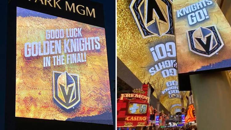 Las Vegas Strip decorates with Golden Knights logo for Stanley Cup Final