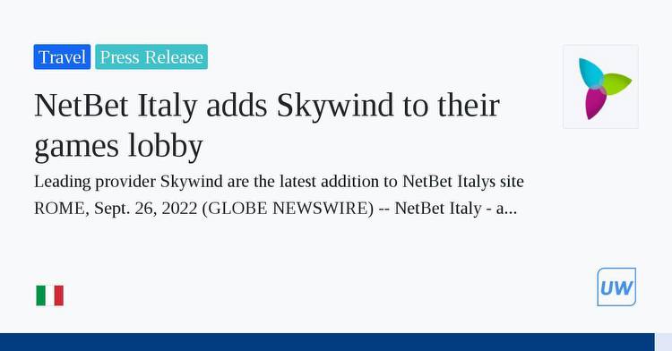 NetBet Italy adds Skywind to their games lobby
