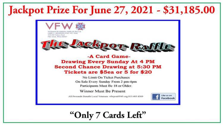 NL Sunday Jackpot Raffle Prize $31,185.00 Only 7 Cards Left