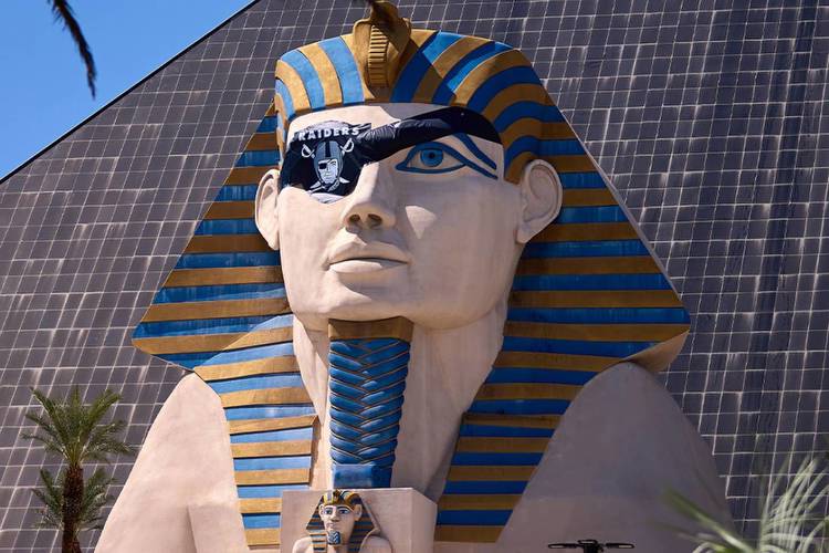 Sphinx at Las Vegas casino sports Raiders eye patch